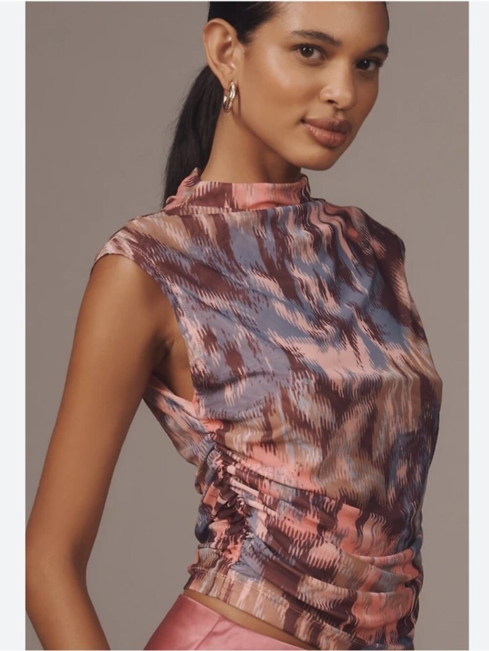 NWT Size M - Maeve Sleeveless Mock-Neck Mesh Top (NWT US$ 68)